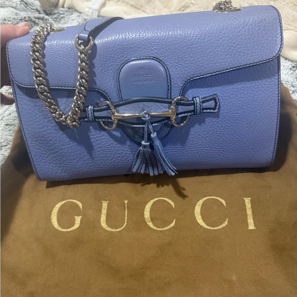 Gucci Emily Leather Shoulder Bag with silver Chain